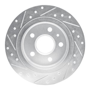 Buick Regal Brake Rotor (1) - Rear Right - R1 Concepts - Drilled & Slotted - Silver - `11-`16